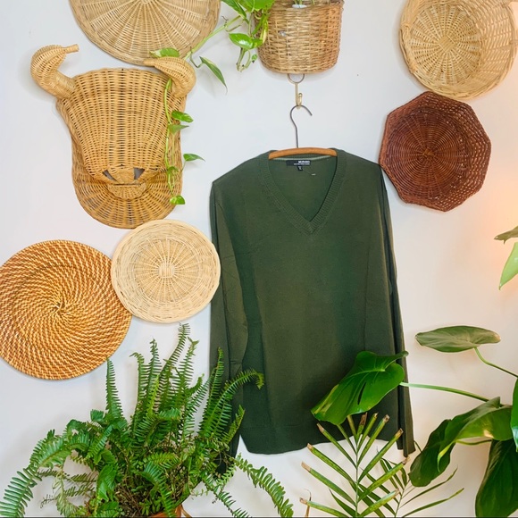 vtg retro 90s vsco boyfriend forest green pullover - Picture 3 of 7